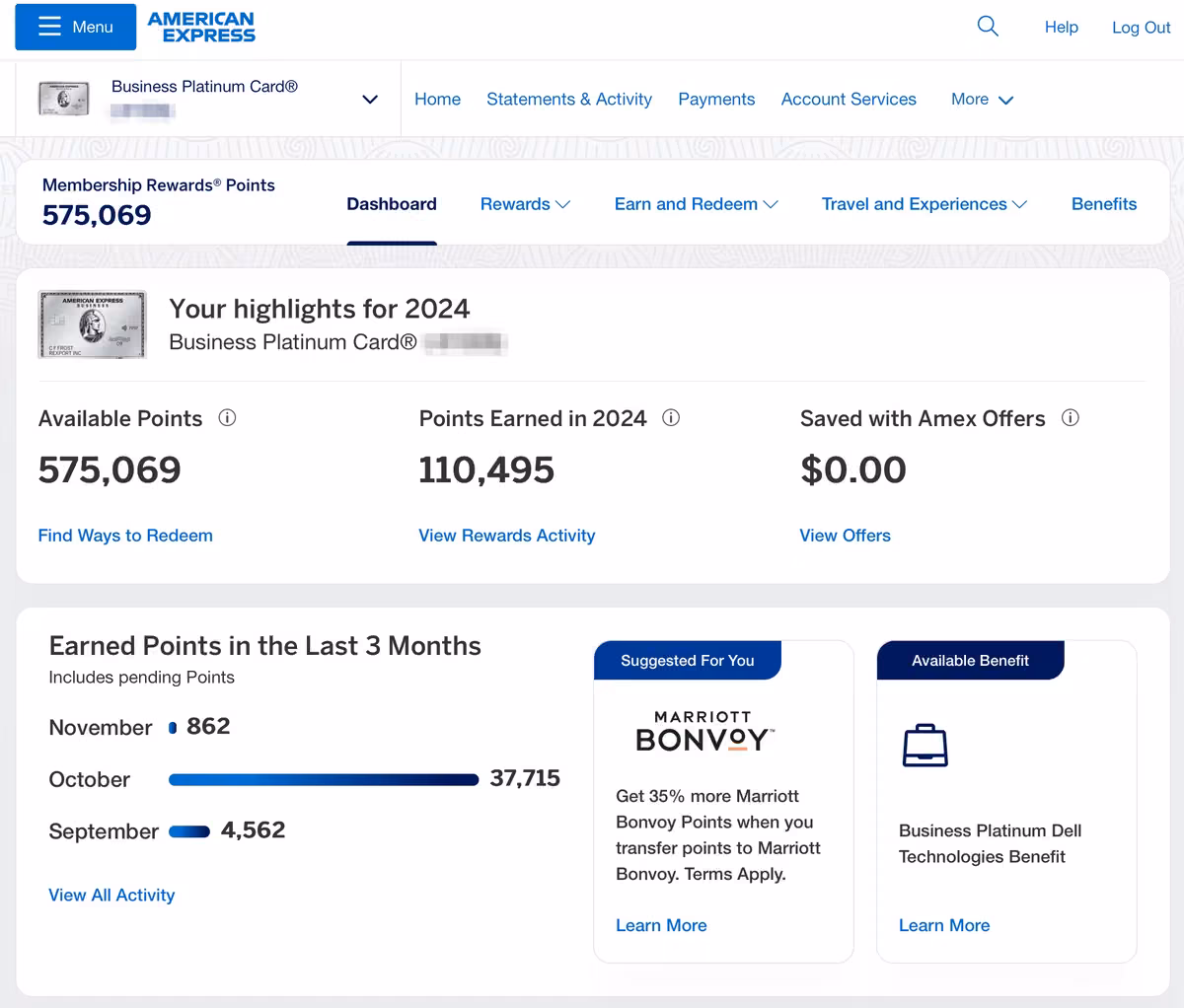 American Express Membership Rewards points balance after charity donations